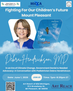 Flyer for he Air They Breathe event, featuring Debra Hendrickson MD